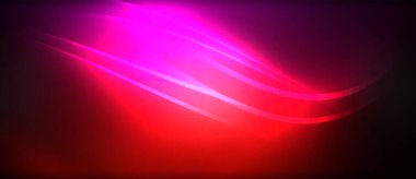 Neon parlayan daire ışınları, karanlıkta ışık saçan yuvarlak çizgiler, gezegen tarzı neon dalga çizgileri. Duvar kağıdı, afiş, arkaplan için enerji yüklü elektrik konsept tasarımı