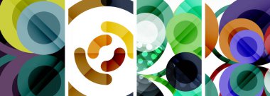 Etkileyici geometrik soyut posterler. Büyüleyici daireler, her bir dizayn şekil ve rengin uyumlu bir karışımı. Tasarımınızı modern, görsel olarak çarpıcı sanatla yükseltin