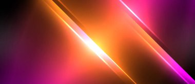Neon dinamik köşegen ışık ışınları arka planı. Duvar kağıdı, bayrak, sunum, arkaplan için tekno dijital geometrik konsept tasarımı