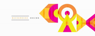 Renkli çember ve soyut üçgen arkaplan. Duvar kağıdı, afiş, sunum, arkaplan şablonu