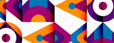 Renkli çember ve soyut üçgen arkaplan. Duvar kağıdı, afiş, sunum, arkaplan şablonu