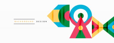 Renkli çember ve soyut üçgen arkaplan. Duvar kağıdı, afiş, sunum, arkaplan şablonu