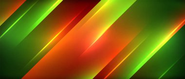 Neon dinamik köşegen ışık ışınları arka planı. Duvar kağıdı, bayrak, sunum, arkaplan için tekno dijital geometrik konsept tasarımı