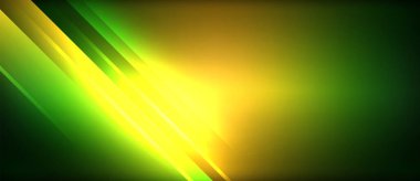 Neon parlayan daire ışınları, karanlıkta ışık saçan yuvarlak çizgiler, gezegen tarzı neon dalga çizgileri. Duvar kağıdı, afiş, arkaplan için enerji yüklü elektrik konsept tasarımı