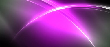 Neon parlayan daire ışınları, karanlıkta ışık saçan yuvarlak çizgiler, gezegen tarzı neon dalga çizgileri. Duvar kağıdı, afiş, arkaplan için enerji yüklü elektrik konsept tasarımı