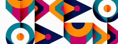 Renkli çember ve soyut üçgen arkaplan. Duvar kağıdı, afiş, sunum, arkaplan şablonu