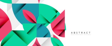 Beyaza asgari geometrik elementler. Yapraklar, yuvarlak üçgenler, yıldızlar.