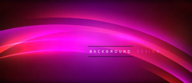 Neon parlayan daire ışınları, karanlıkta ışık saçan yuvarlak çizgiler, gezegen tarzı neon dalga çizgileri. Duvar kağıdı, afiş, arkaplan için enerji yüklü elektrik konsept tasarımı