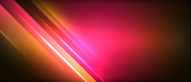 Neon parlayan daire ışınları, karanlıkta ışık saçan yuvarlak çizgiler, gezegen tarzı neon dalga çizgileri. Duvar kağıdı, afiş, arkaplan için enerji yüklü elektrik konsept tasarımı