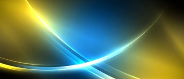 Neon parlayan daire ışınları, karanlıkta ışık saçan yuvarlak çizgiler, gezegen tarzı neon dalga çizgileri. Duvar kağıdı, afiş, arkaplan için enerji yüklü elektrik konsept tasarımı