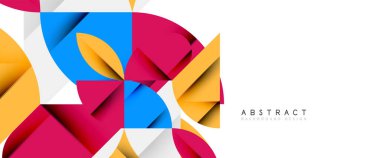 Beyaza asgari geometrik elementler. Yapraklar, yuvarlak üçgenler, yıldızlar.