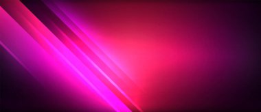 Neon parlayan daire ışınları, karanlıkta ışık saçan yuvarlak çizgiler, gezegen tarzı neon dalga çizgileri. Duvar kağıdı, afiş, arkaplan için enerji yüklü elektrik konsept tasarımı