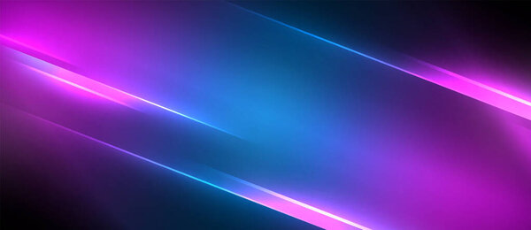 Neon dynamic diagonal light rays background. Techno digital geometric concept design for wallpaper, banner, presentation, background