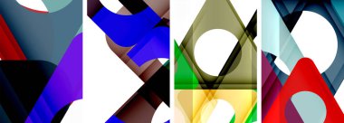 Soyut arkaplan seti, üçgenlerin dinamik etkileşimini gösteriyor. Modern tasarım ve geometrik cazibenin birleşimi