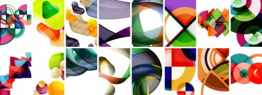 Rengarenk çember geometrik posterler ya da soyut arkaplanlar. Duvar Kağıdı, Sancak, Arkaplan, Kart, Kitap İllüstrasyonu, İniş Sayfası