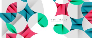 Beyaza asgari geometrik elementler. Yapraklar, yuvarlak üçgenler, yıldızlar.