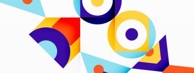 Renkli çember ve soyut üçgen arkaplan. Duvar kağıdı, afiş, sunum, arkaplan şablonu