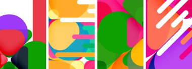 Duvar kağıdı, kartvizit, kapak, poster, afiş, broşür, başlık, web sitesi için renkli parlak geometrik soyut kompozisyonlar