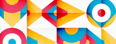 Renkli çember ve soyut üçgen arkaplan. Duvar kağıdı, afiş, sunum, arkaplan şablonu