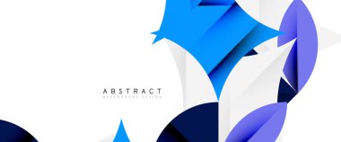 Beyaza asgari geometrik elementler. Yapraklar, yuvarlak üçgenler, yıldızlar.