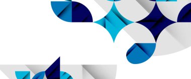 Beyaza asgari geometrik elementler. Yapraklar, yuvarlak üçgenler, yıldızlar.