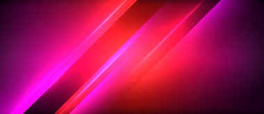 Neon dinamik köşegen ışık ışınları arka planı. Duvar kağıdı, bayrak, sunum, arkaplan için tekno dijital geometrik konsept tasarımı