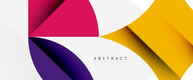 Beyaza asgari geometrik elementler. Yapraklar, yuvarlak üçgenler, yıldızlar.