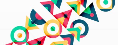 Renkli çember ve soyut üçgen arkaplan. Duvar kağıdı, afiş, sunum, arkaplan şablonu