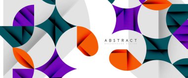 Beyaza asgari geometrik elementler. Yapraklar, yuvarlak üçgenler, yıldızlar.