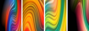 Gökkuşağı renkli sıvı. Duvar kağıdı, kartvizit, kapak, poster, afiş, broşür, başlık, web sitesi için dalga çizgileri posteri