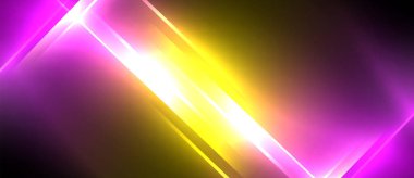 Neon dinamik köşegen ışık ışınları arka planı. Duvar kağıdı, bayrak, sunum, arkaplan için tekno dijital geometrik konsept tasarımı