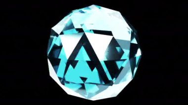 Cam geometrik düşük poli küre dönüş şeklini alır. 3d canlandırma döngüsü soyut arkaplan