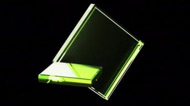 Cam geometrik kare şekilleri döndürür. 3d canlandırma döngüsü soyut arkaplan