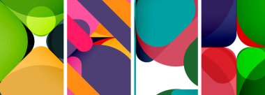 Duvar kağıdı, kartvizit, kapak, poster, afiş, broşür, başlık, web sitesi için renkli parlak geometrik soyut kompozisyonlar