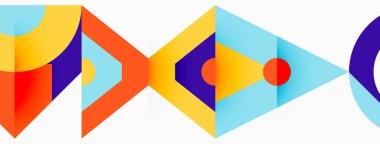 Renkli çember ve soyut üçgen arkaplan. Duvar kağıdı, afiş, sunum, arkaplan şablonu