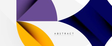 Beyaza asgari geometrik elementler. Yapraklar, yuvarlak üçgenler, yıldızlar.