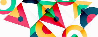 Renkli çember ve soyut üçgen arkaplan. Duvar kağıdı, afiş, sunum, arkaplan şablonu