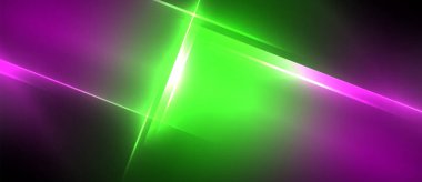 Neon dinamik köşegen ışık ışınları arka planı. Duvar kağıdı, bayrak, sunum, arkaplan için tekno dijital geometrik konsept tasarımı