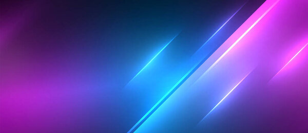 Neon dynamic diagonal light rays background. Techno digital geometric concept design for wallpaper, banner, presentation, background