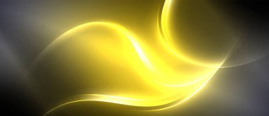 Neon parlayan daire ışınları, karanlıkta ışık saçan yuvarlak çizgiler, gezegen tarzı neon dalga çizgileri. Duvar kağıdı, afiş, arkaplan için enerji yüklü elektrik konsept tasarımı