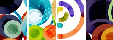 Soyut çember poster setiyle geometrik zarafet dünyası. Çemberler şekiller ve renkler senfonisiyle sarmalanır. Tasarımınız için çağdaş bir görsel ziyafet sunar.