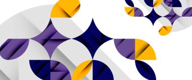 Beyaza asgari geometrik elementler. Yapraklar, yuvarlak üçgenler, yıldızlar.