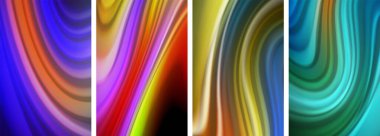 Gökkuşağı renkli sıvı. Duvar kağıdı, kartvizit, kapak, poster, afiş, broşür, başlık, web sitesi için dalga çizgileri posteri