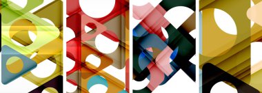 Soyut arkaplan seti, üçgenlerin dinamik etkileşimini gösteriyor. Modern tasarım ve geometrik cazibenin birleşimi