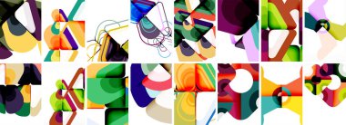 Rengarenk çember geometrik posterler ya da soyut arkaplanlar. Duvar Kağıdı, Sancak, Arkaplan, Kart, Kitap İllüstrasyonu, İniş Sayfası