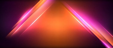 Neon parlayan daire ışınları, karanlıkta ışık saçan yuvarlak çizgiler, gezegen tarzı neon dalga çizgileri. Duvar kağıdı, afiş, arkaplan için enerji yüklü elektrik konsept tasarımı
