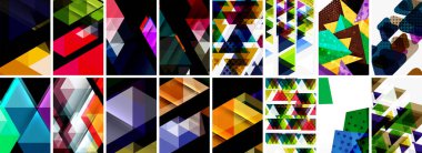 Çizgileri, daireleri ve üçgenleri olan soyut asgari geometrik arkaplan kümesi. Duvar Kağıdı, Sancak, Arkaplan, Kart, Kitap İllüstrasyonu, İniş Sayfası