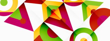 Renkli çember ve soyut üçgen arkaplan. Duvar kağıdı, afiş, sunum, arkaplan şablonu