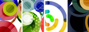 Etkileyici geometrik soyut posterler. Büyüleyici daireler, her bir dizayn şekil ve rengin uyumlu bir karışımı. Tasarımınızı modern, görsel olarak çarpıcı sanatla yükseltin