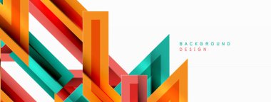 Çizgi zig zag dinamik geometrik soyut arkaplan. Gölge ve ışık efektli renkli çizgiler, çeşitli rotalar konsepti. Duvar kağıdı, bayrak, arkaplan, kart için vektör illüstrasyonu